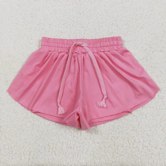 Solid Pink Butterfly Athletic Girls Shorts