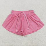 Solid Pink Butterfly Athletic Girls Shorts