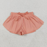Solid Light Orange Butterfly Athletic Girls Shorts