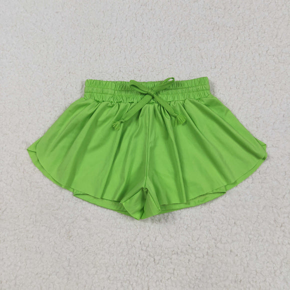 Solid Green Butterfly Athletic Girls Shorts