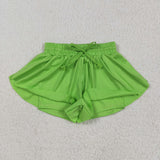 Solid Green Butterfly Athletic Girls Shorts
