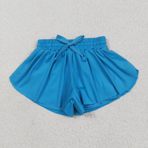 Solid Blue Butterfly Athletic Girls Shorts