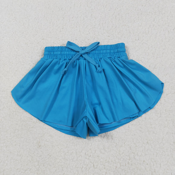 Solid Blue Butterfly Athletic Girls Shorts