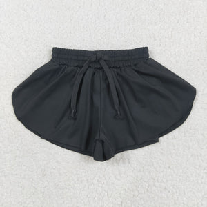 Solid Black Butterfly Athletic Girls Shorts