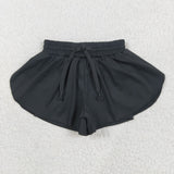 Solid Black Butterfly Athletic Girls Shorts