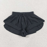 Solid Black Butterfly Athletic Girls Shorts