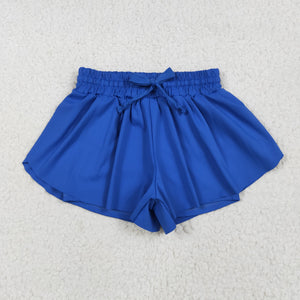 Solid Dark Blue Butterfly Athletic Girls Shorts