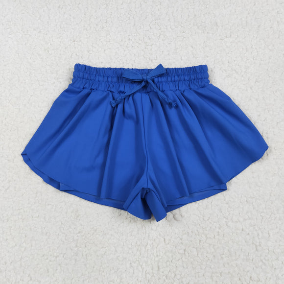 Solid Dark Blue Butterfly Athletic Girls Shorts