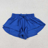 Solid Dark Blue Butterfly Athletic Girls Shorts
