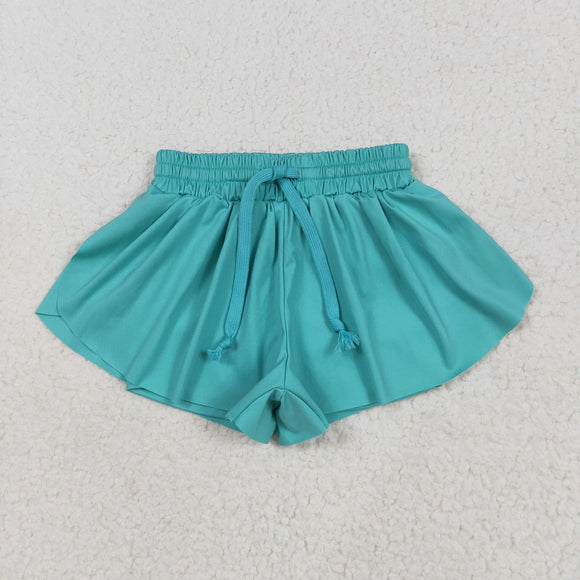 Solid Green Butterfly Athletic Girls Shorts