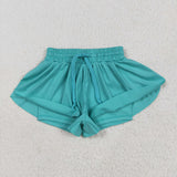 Solid Bluish Butterfly Athletic Girls Shorts