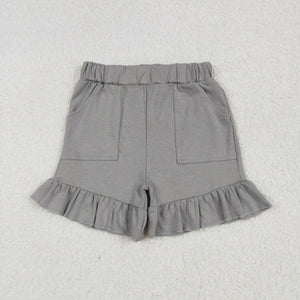 Solid Gray Pockets Girls Shorts