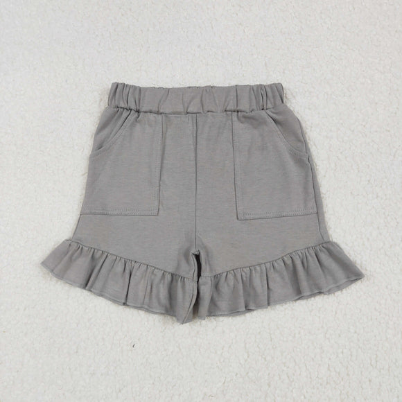 Solid Gray Pockets Girls Shorts