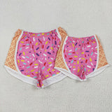 Kids Waffle Ice Cream Hot Pink Athletic Mommy & Me Girls Shorts