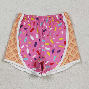 Kids Waffle Ice Cream Hot Pink Athletic Mommy & Me Girls Shorts