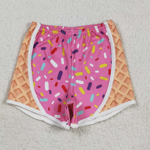 Kids Waffle Ice Cream Hot Pink Athletic Mommy & Me Girls Shorts