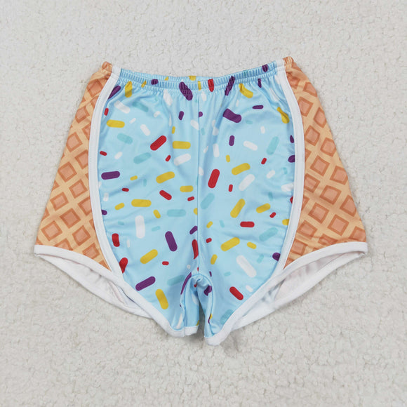 Waffle Ice Cream Blue Athletic Girls Shorts