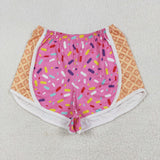 Adult Waffle Ice Cream Hot Pink Athletic Mommy & Me Women Shorts