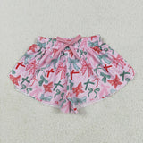 Bow Pattern Pink Girls Shorts