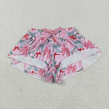 Bow Pattern Pink Girls Shorts
