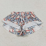 Floral Baseball Blue Girls Shorts