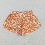 Orange Leopard Print Girls Shorts