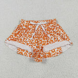 Orange Leopard Print Girls Shorts