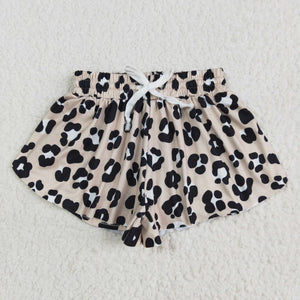 Leopard Print Light Brown Girls Shorts
