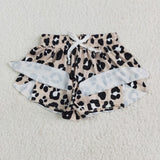 Leopard Print Light Brown Girls Shorts