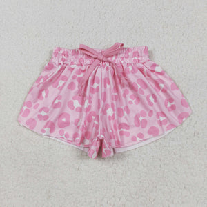 Pink Leopard Print Girls Shorts