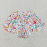 Colorful Leopard Print White Girls Shorts