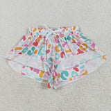 Colorful Leopard Print White Girls Shorts