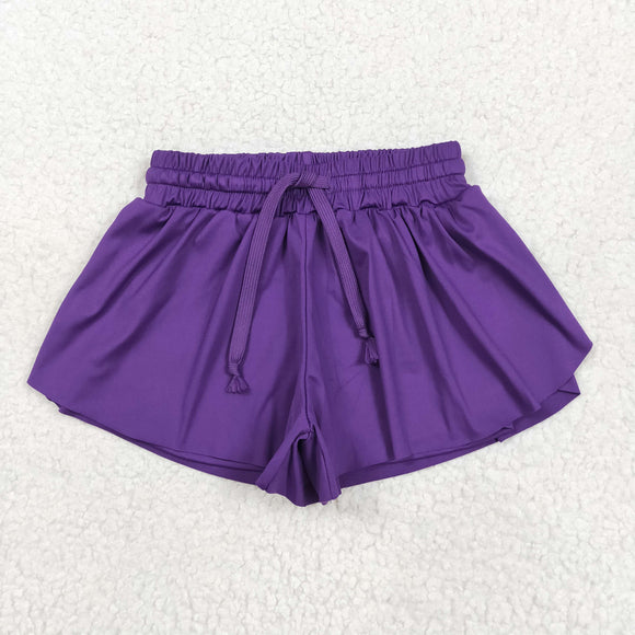 Solid Purple Butterfly Athletic Girls Shorts