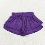 Solid Purple Butterfly Athletic Girls Shorts