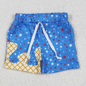 Stars Waffle Blue Shorts Boys 4th of July Pant