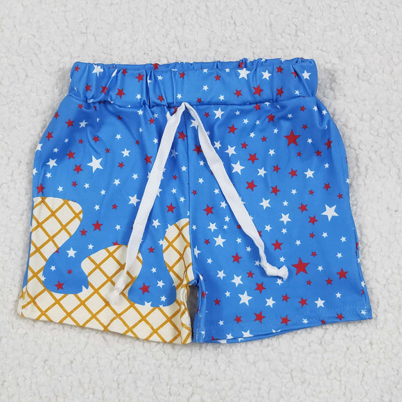 Stars Waffle Blue Shorts Boys 4th of July Pant
