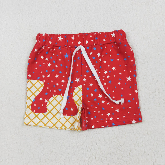 Stars Waffle Red Shorts Boys 4th of July Pant