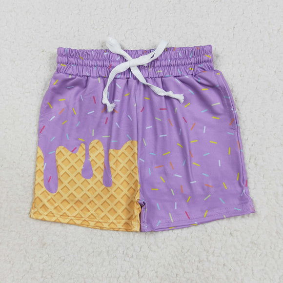 Waffle Ice Cream Light Purple Boys Shorts