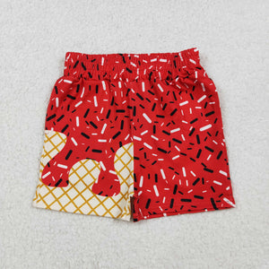 Waffle Ice Cream Plaid Red Boys Shorts