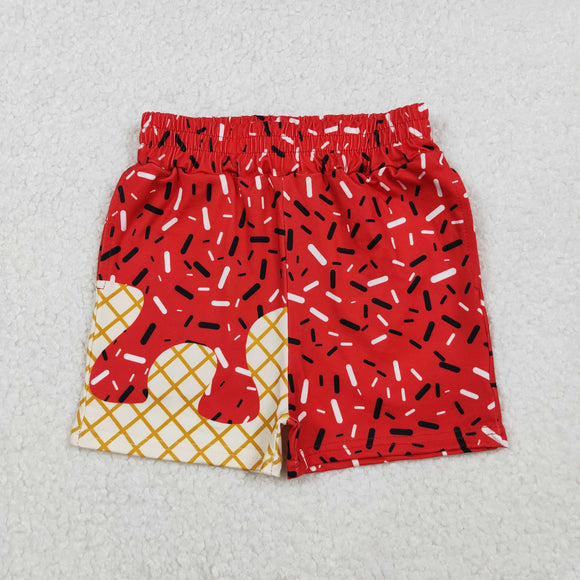 Waffle Ice Cream Plaid Red Boys Shorts