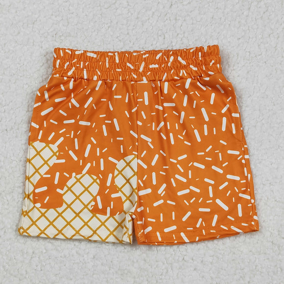 Waffle Ice Cream Plaid Orange Boys Shorts