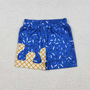 Waffle Ice Cream Plaid Blue Boys Shorts