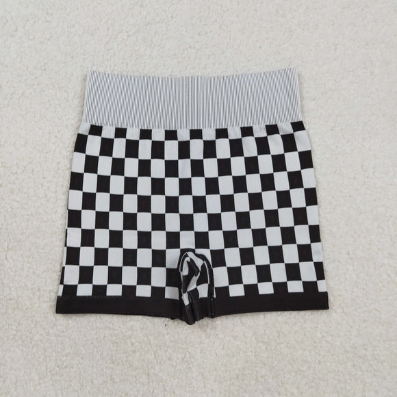 Plaid Black White Adult Shorts