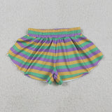Stripe Athletic Girls Mardi Gras Shorts