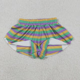 Stripe Athletic Girls Mardi Gras Shorts