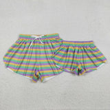 Adult Stripe Athletic Women Mardi Gras Shorts