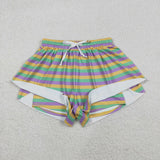 Adult Stripe Athletic Women Mardi Gras Shorts