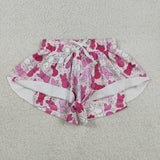 Hot Pink Bunny Floral Butterfly Athletic Girls Easter Shorts