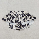 Kids Black Bow Pattern Athletic Mommy & Me Girls Shorts