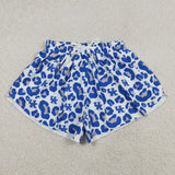 Adult UK Team Blue White Leopard Print Athletic Mommy & Me Women Shorts